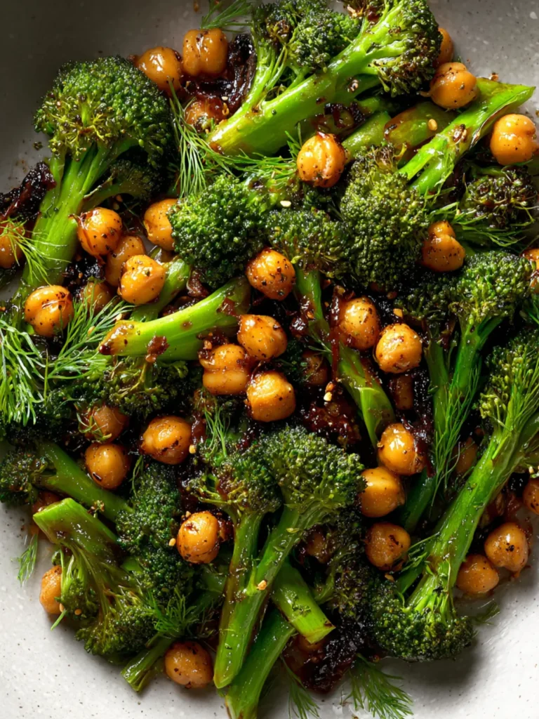GARLIC BROCCOLI STIR FRY WITH CHICKPEAS First Image