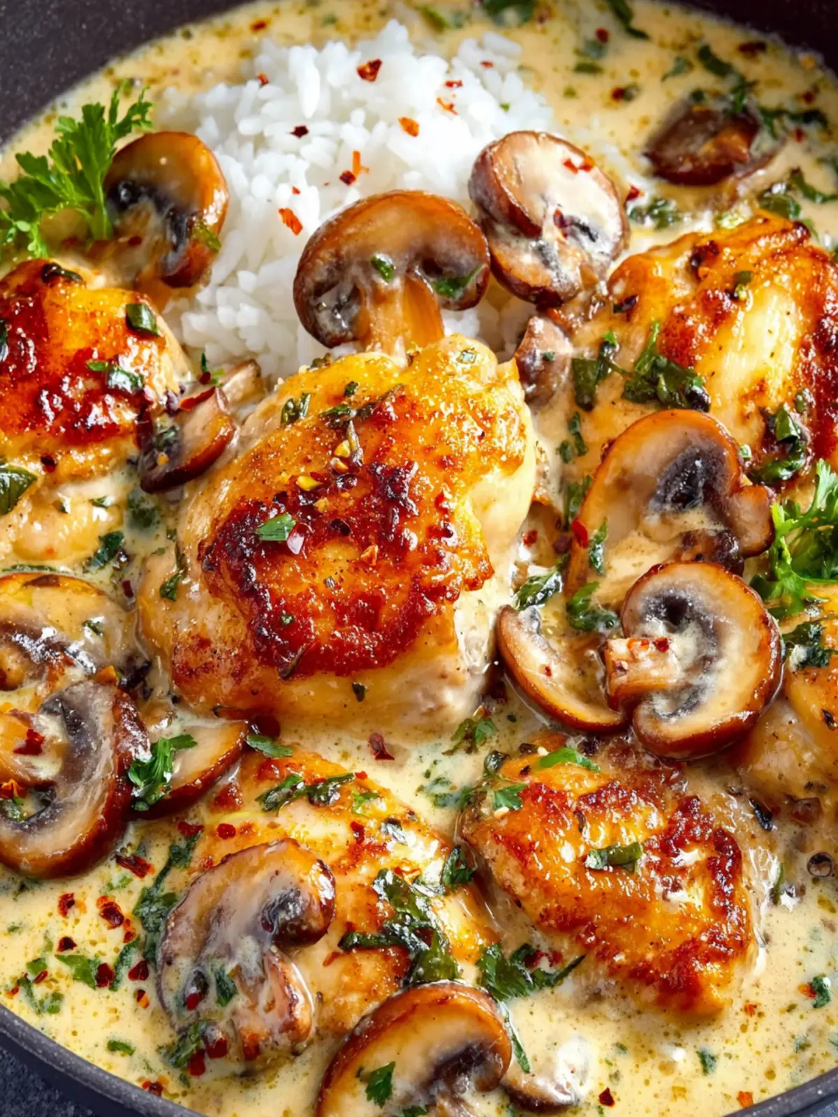 One-Pan Creamy Parmesan Garlic Mushroom Chicken First Image