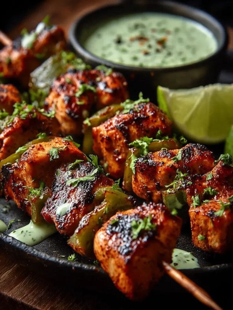 Spicy Honey Jalapeño Chicken Skewers with Cilantro Lime Dip First Image