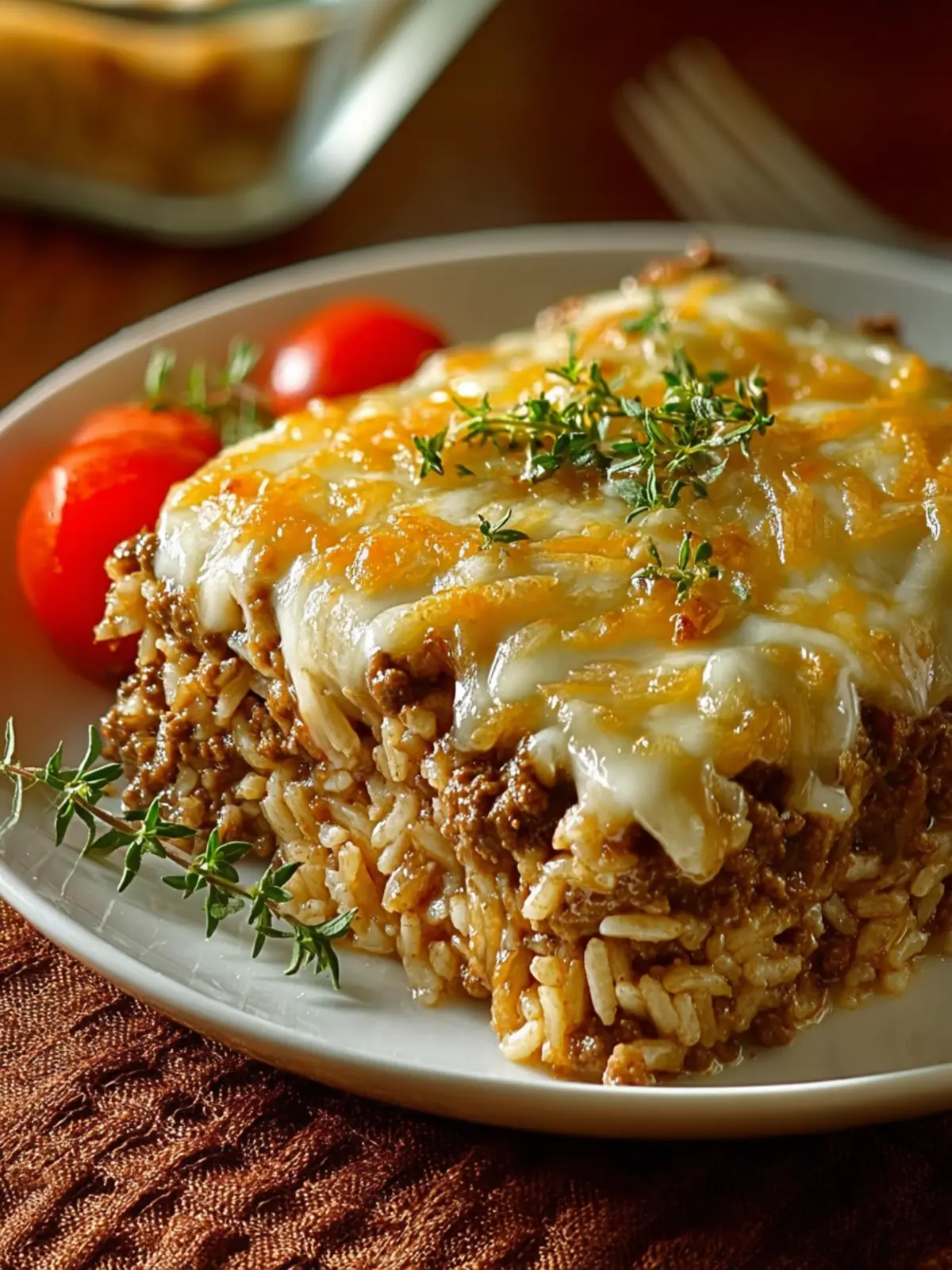 French Onion Ground Beef Rice Casserole First Image
