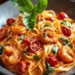 Irresistible Shrimp and Creamy Tomato Basil Pasta Recipe First Image