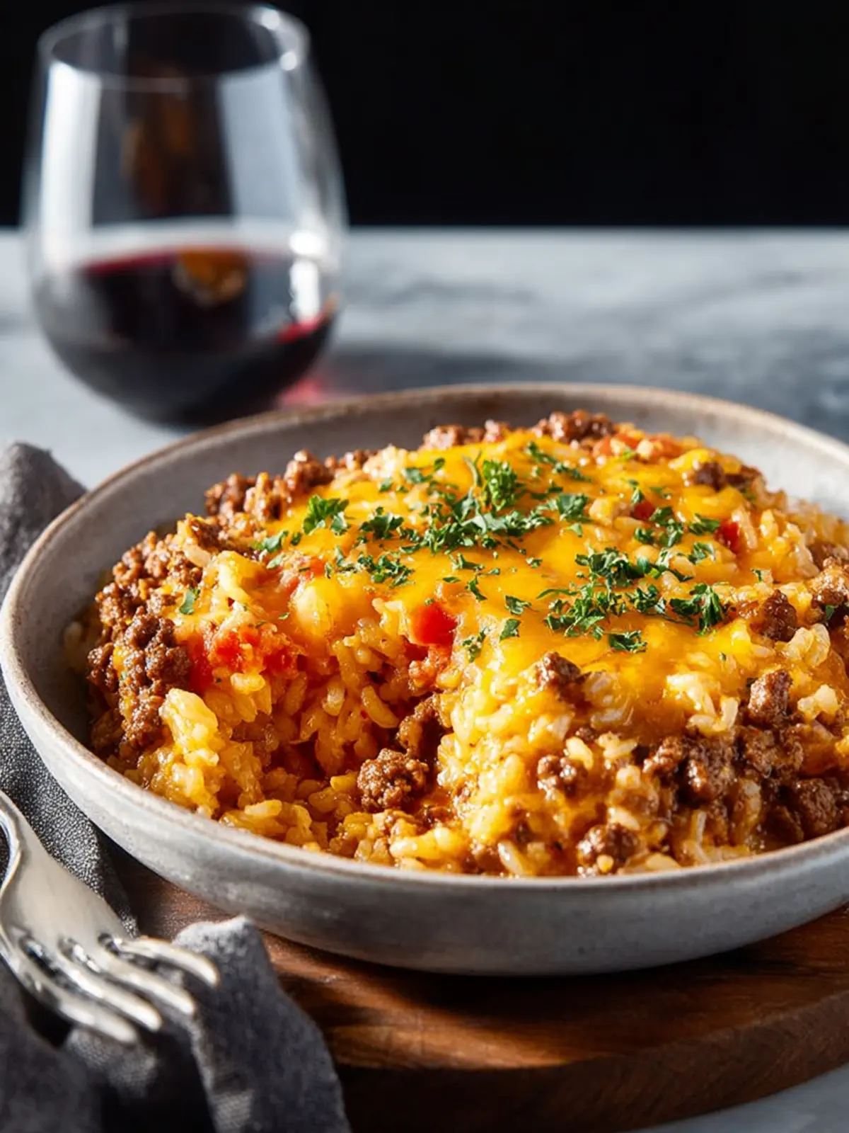 Cheesy Ground Beef and Rice Casserole First Image
