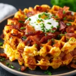Bacon and Cheese Loaded Hash Brown Waffles First Image