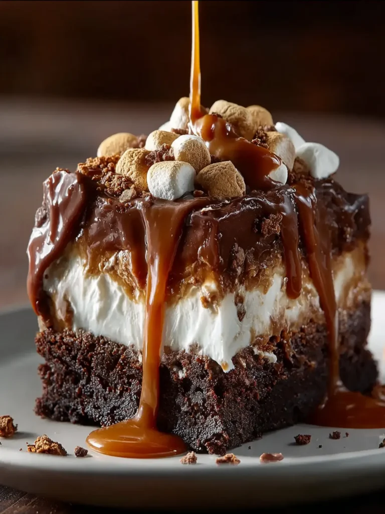 Chocolate Caramel Marshmallow Ooey Gooey Cake First Image