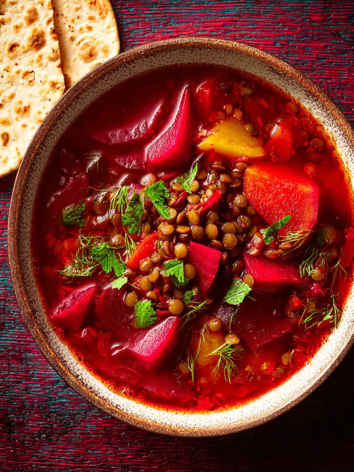 Persian Lentil and Beet Soup (Ash-e Shooli) First Image