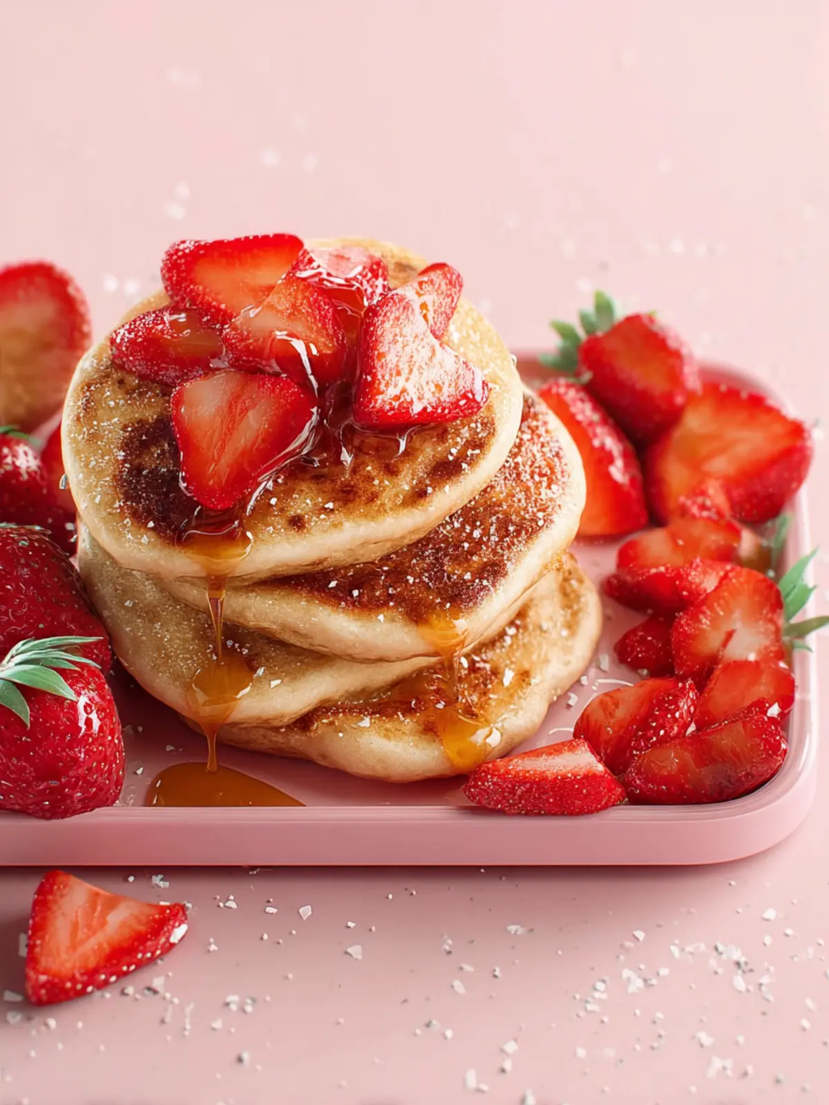 Fluffy Strawberry Pancakes First Image