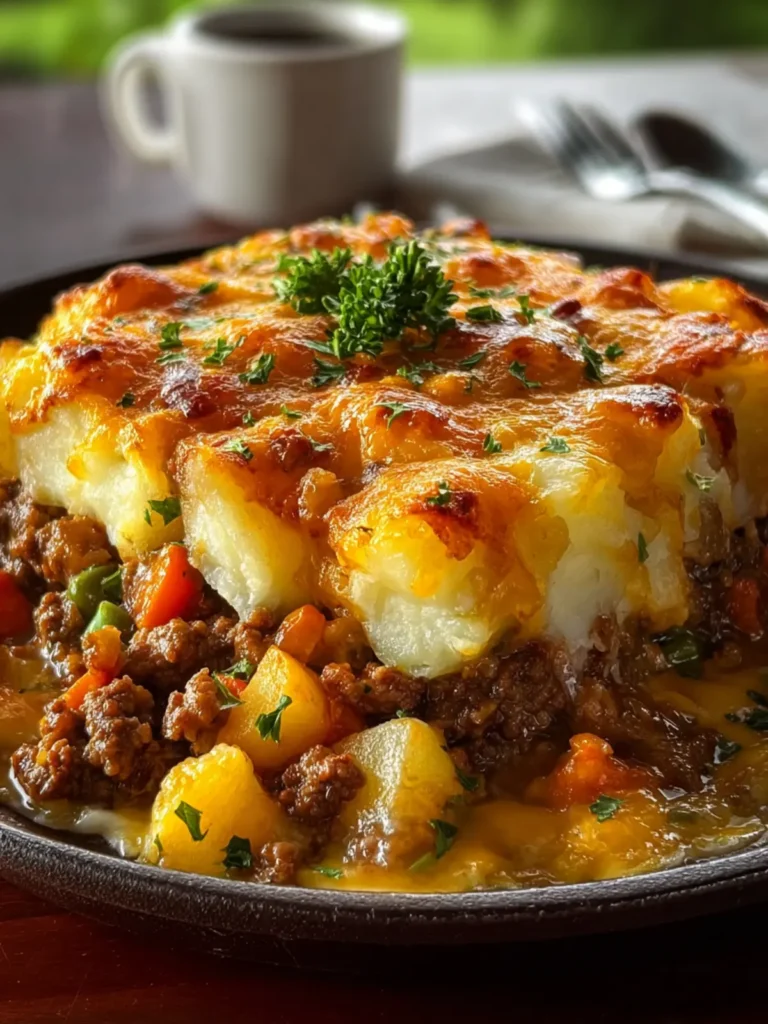 Cheesy Ground Beef Casserole Made With Frozen Potatoes First Image