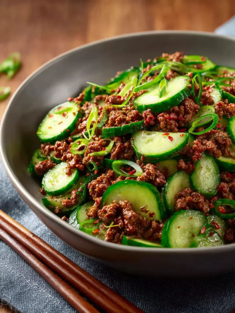 Keto Korean Ground Beef Cucumber Salad First Image