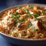 French Onion Chicken Orzo Casserole First Image