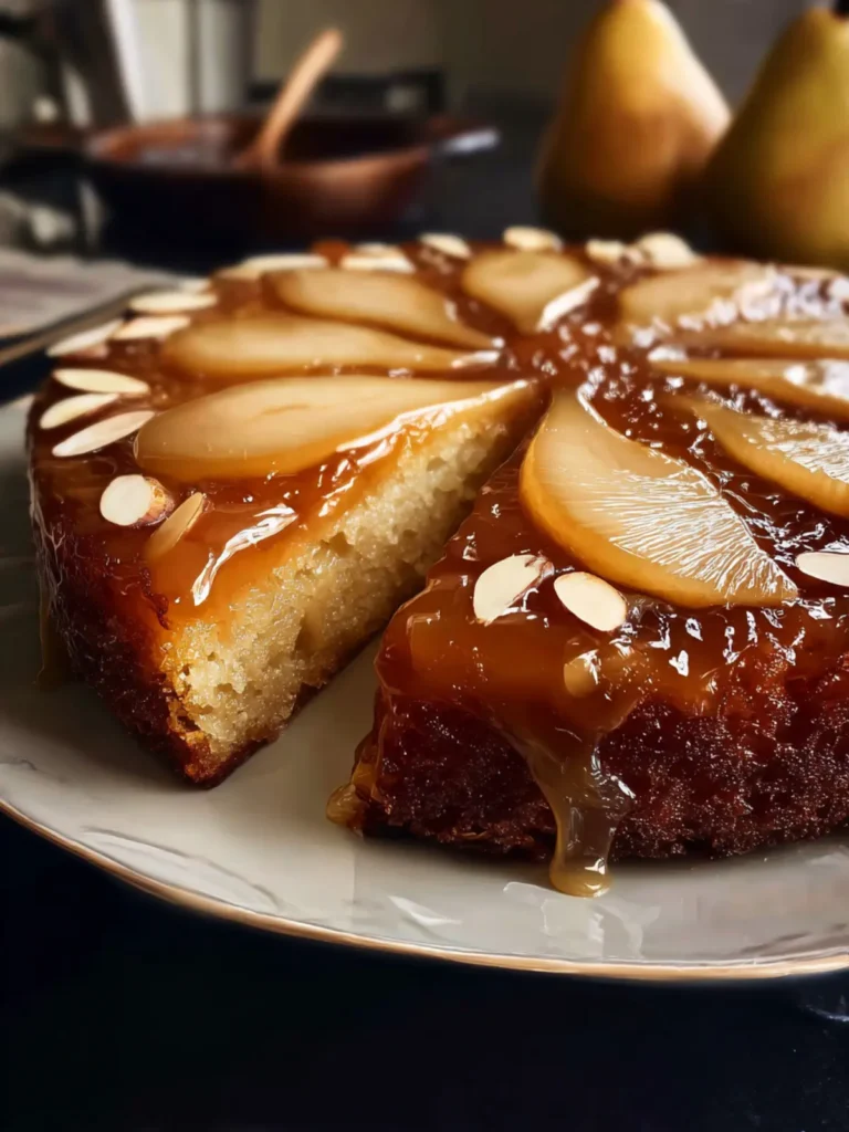 almond pear upside-down cake First Image