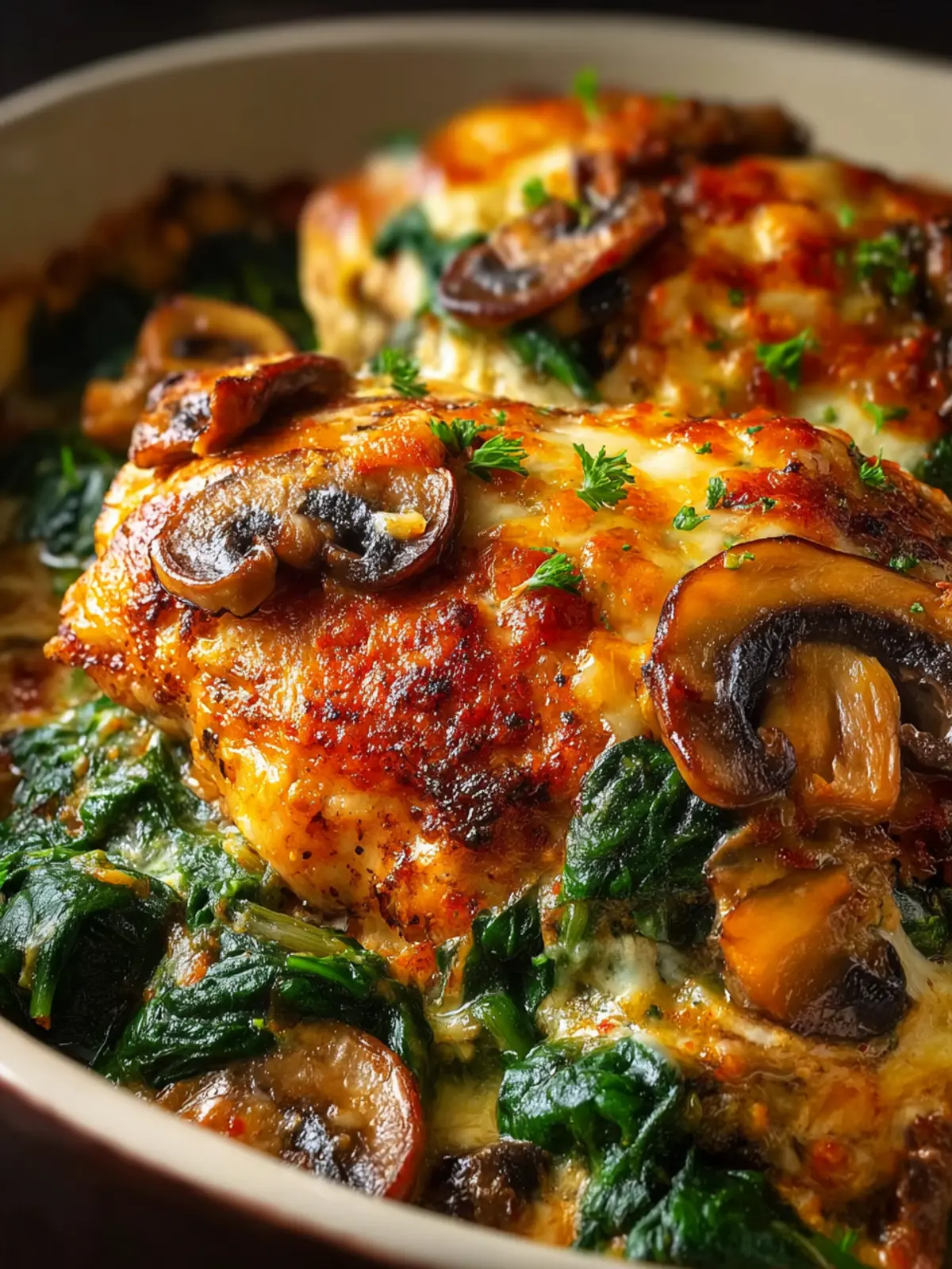 cowboy chicken spinach mushroom bake First Image