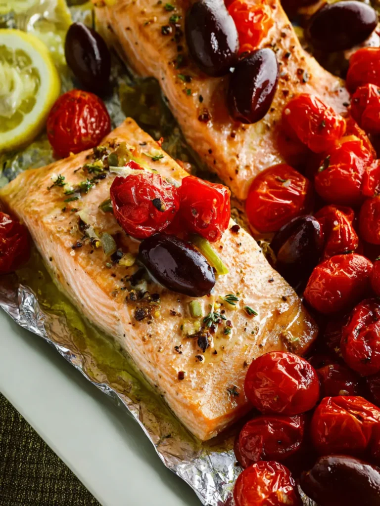 salmon packets tomatoes olives First Image