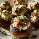 Beef Ham and Cheese Stuffed Mushrooms with Creamy Filling Recipe First Image
