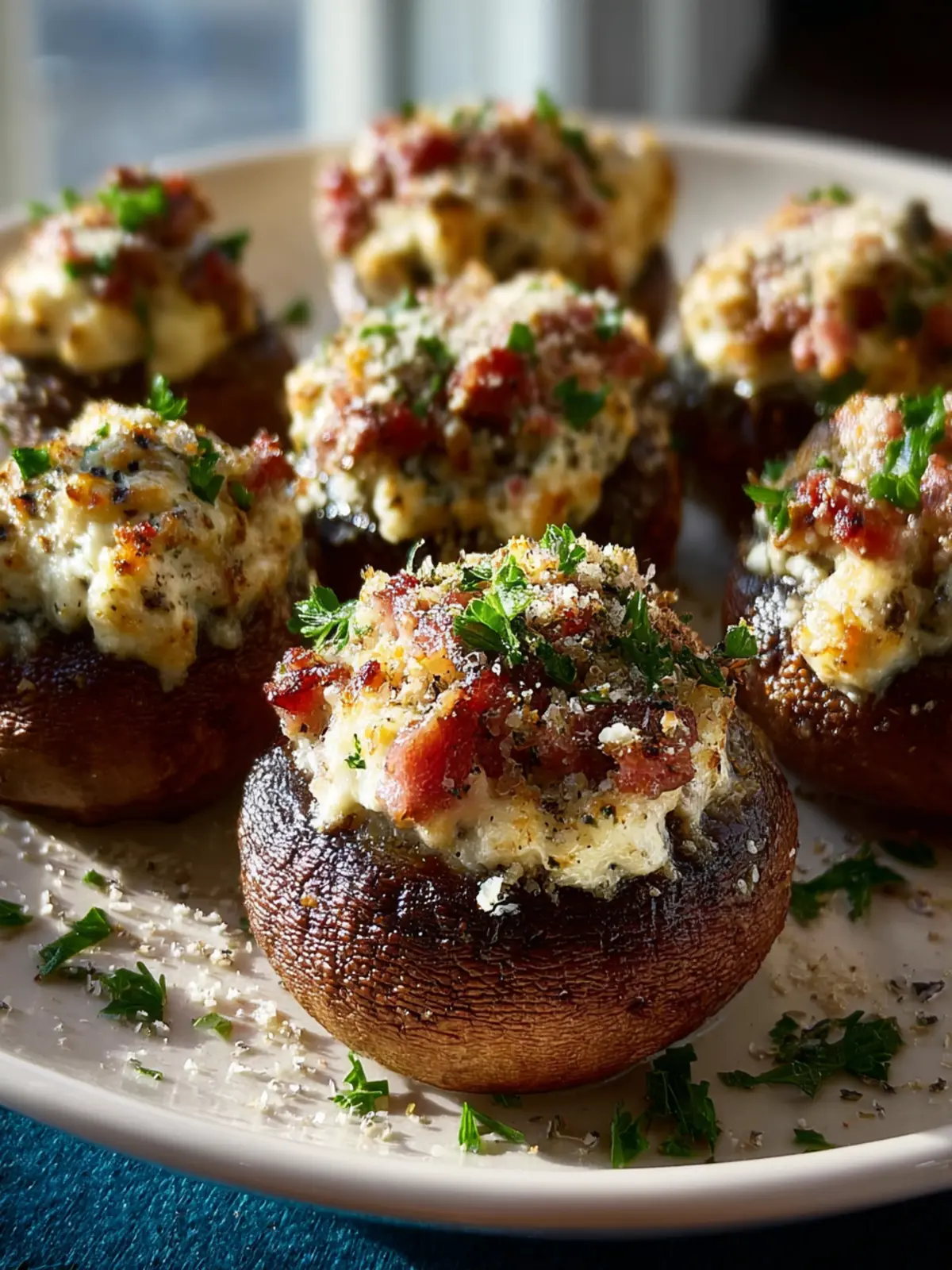 Beef Ham and Cheese Stuffed Mushrooms with Creamy Filling Recipe First Image