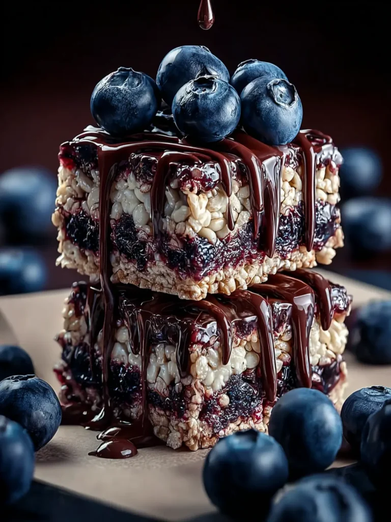 Blueberries Chocolate Drizzle Rice Crispy Squares: Irresi… First Image