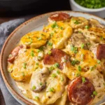Crockpot Pierogi Casserole with Kielbasa First Image